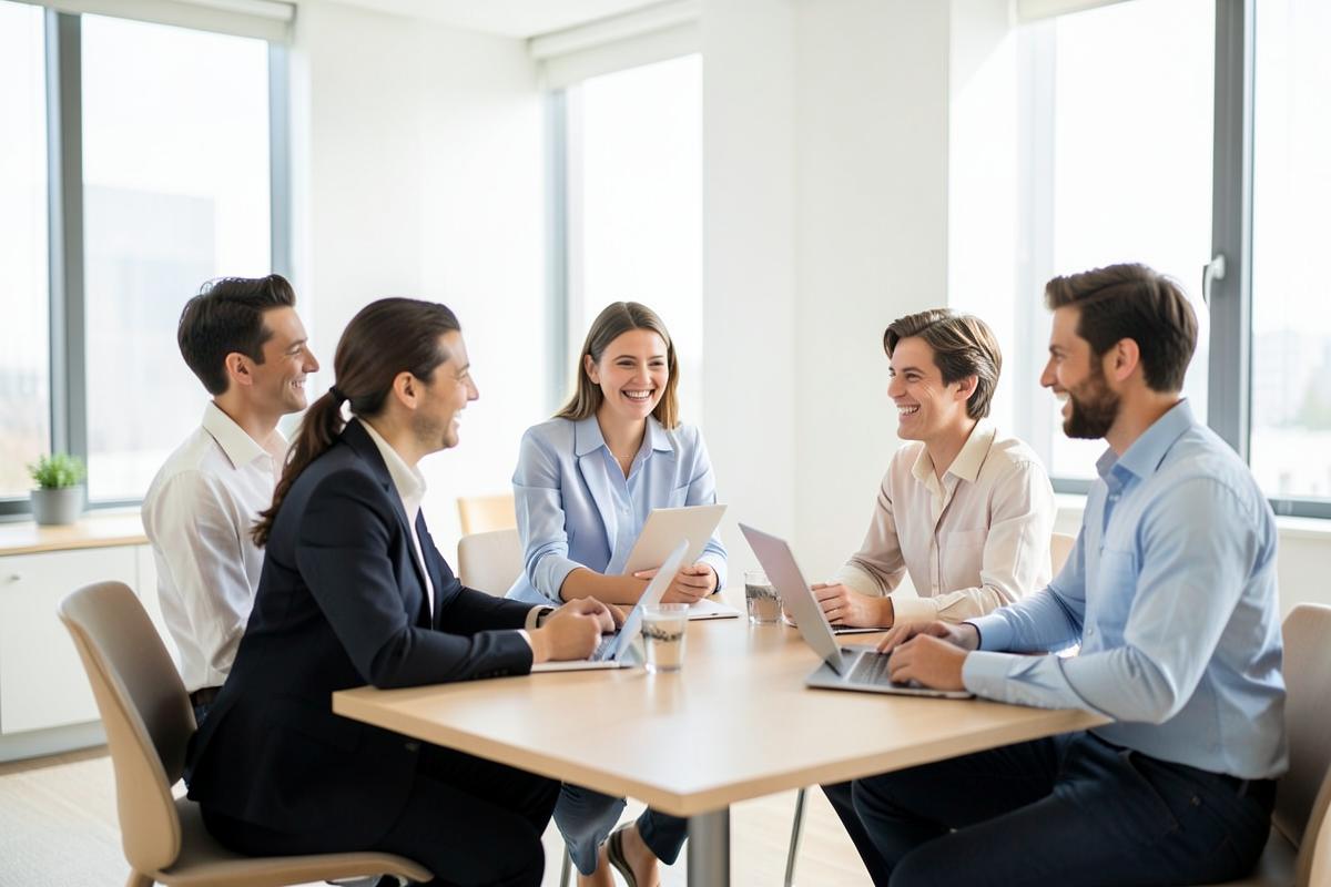 Imigro consultants working together in a bright office